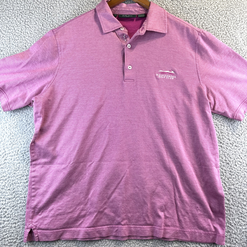 Bobby Jones Golf Polo Shirt Mens Large Pink Short Sleeve Wolfdancer Golf Club